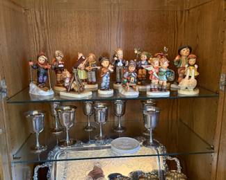 Hummels, silver, glass champagne/sherbets