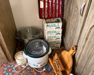 Crock pot, stock pot, knife set, chafing dish, etc