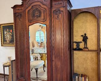 French Armoire with mirror in center and two doors with key