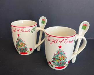 Set of Christmas Snowman Mugs with Spoons  Certified International second image