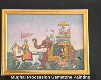 Mughal Procession Gemstone Painting