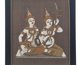 Thai Silk Painting of Musicians