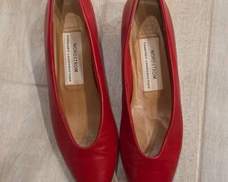 Nordstrom Womens Red Leather Ballet Flats