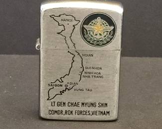 Zippo Lighter Commemorating Lt. Gen. Chae Myung Shin, ROK Forces, Vietnam Sunmy, Inchon, Korea 