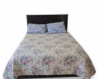 Laura Ashley Queen Size Bed Frame with Floral Quilt and Pillows