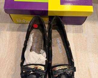 Libby Edelman Black CrocEmbossed Loafers