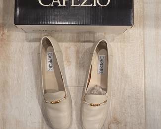 Capezio Womens Leather Loafer Shoes with GoldTone Hardware