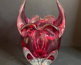 Josef Hospodka for Chribska Glassworks Devils Horn Art Glass Vase
