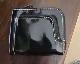 Black Patent Leather Bifold Wallet