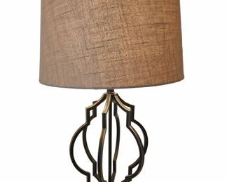 Geometric Metal Table Lamp with Drum Shade