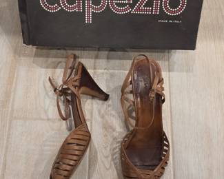 West Woven Leather Strappy Heels