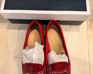Karen Scott Womens Red Metallic Loafers