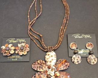 Buck Hill Genuine Shell Necklace and Earrings Set