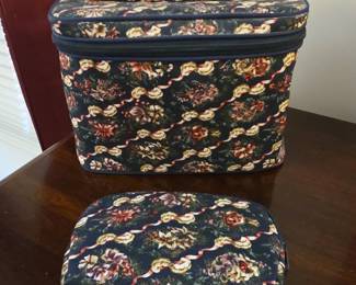 Vintage Floral Vanity Case and Matching Pouch Set