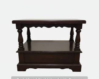 Dark Wood Nightstand with Drawer