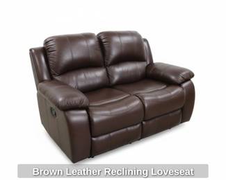 Brown Leather Reclining Loveseat