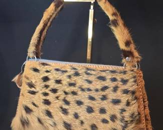 Leopard Print Calf Hair Shoulder Bag
