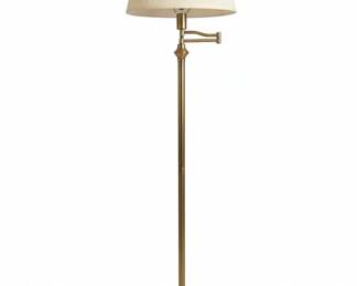 Vintage Stiffel Brass Swing Arm Floor Lamp with Pleated Shade (Qty 2)