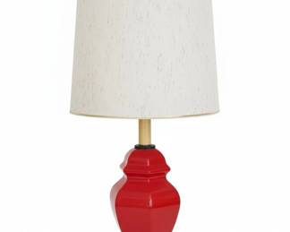 Red Ceramic Ginger Jar Table Lamp with Cream Textured Shade  Lighting Gordy