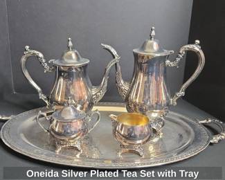 Oneida Silver Plated Tea Set with Tray