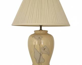 Vintage Ceramic Table Lamp with Calla Lily Motif