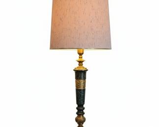 Vintage Brass and Black Marble Table Lamp