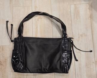 Sag Harbor Black Perforated Faux Leather Shoulder Bag