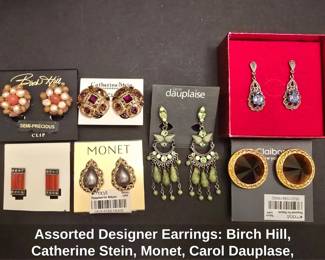 Assorted Designer Earrings Birch Hill, Catherine Stein, Monet, Carol Dauplase, Claiborne