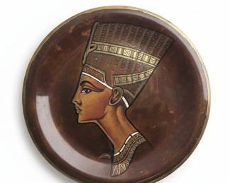 Egyptian Copper Relief Plate with Nefertiti Profile