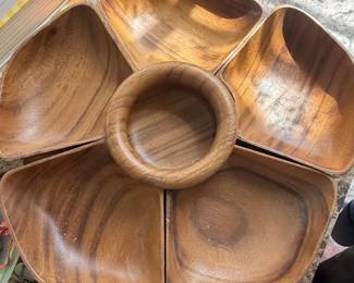 Acacia Wood Serving Platter with Compartments