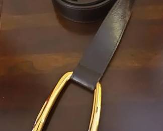 Womens Leather Belt with Oversized Oval Buckle