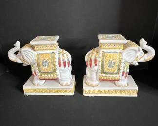 Pair of Ceramic Elephant Plant Stands