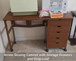 Arrow Sewing Cabinet with Storage Drawers and Drop Leaf