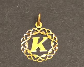 k Gold Letter K Pendant