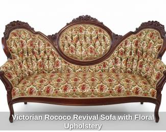 Victorian Rococo Revival Sofa with Floral Upholstery