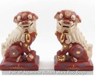 Pair of Japanese Kutani Ware Foo Dogs