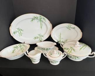 Noritake Green Bamboo Pattern Porcelain Dinnerware Set