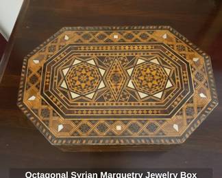 Octagonal Syrian Marquetry Jewelry Box with Arabic Inscription fifth image