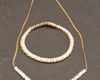 14k Gold Over Sterling Silver Diamond Necklace and Bracelet Set second image