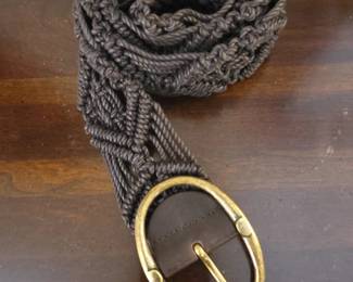 Macrame Woven Belt with Brass Buckle