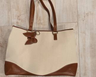Coldwater Creek Canvas and Faux Leather Tote Bag