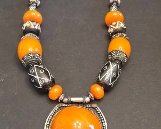 Moroccan Berber Amber and Silver Necklace