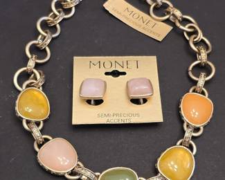 Monet SemiPrecious Accents Necklace and Earring Set