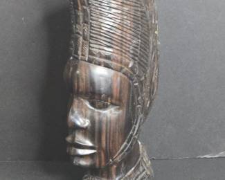African Wooden Head Sculpture  Nigeria,