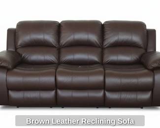 Brown Leather Reclining Sofa