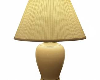 Cream Ceramic Ginger Jar Table Lamp with Pleated Shade