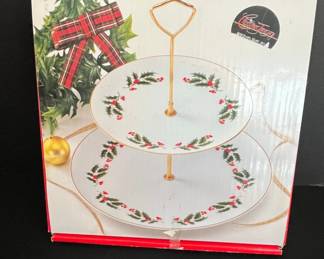 Christmas House Porcelain Tier TidBit Dish