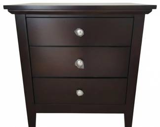 Dark Brown Drawer Nightstand with Crystal Knobs