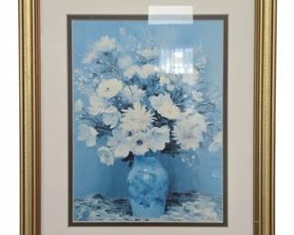 Robert Cox Blue Floral Still Life Painting
