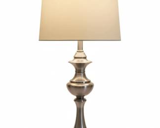 Brushed Nickel Torchiere Floor Lamp with Cream Shade